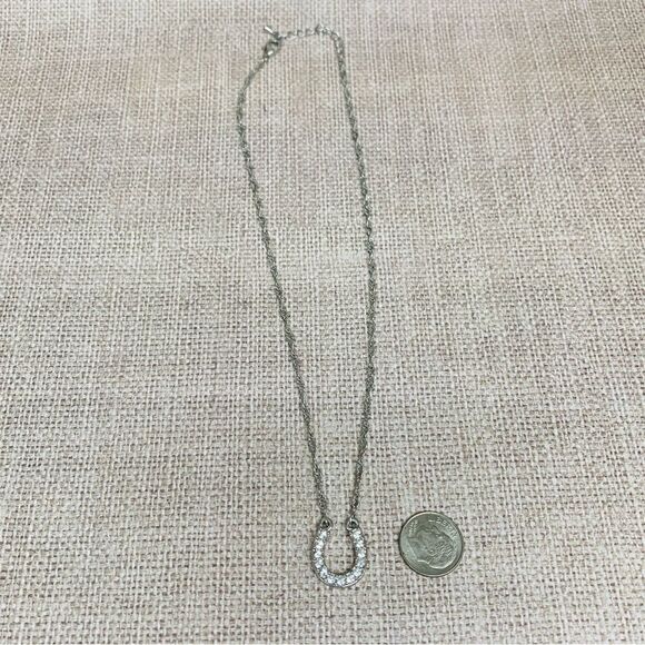 Silver Crystal Horseshoe Necklace - Picture 1 of 3